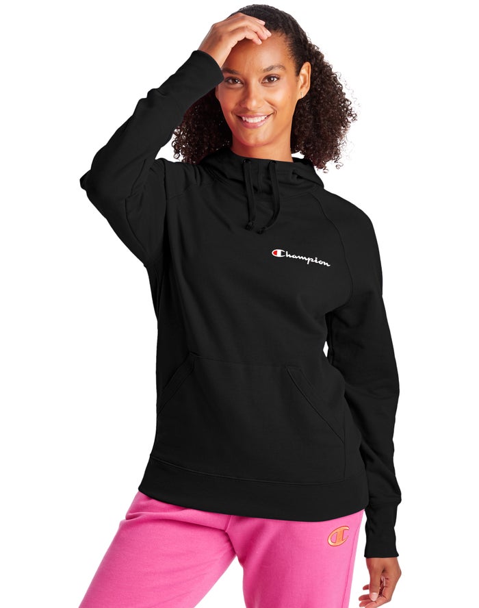 Champion Womens Hoodie NZ - Powerblend Script Logo Black ( 1857-UPERI )